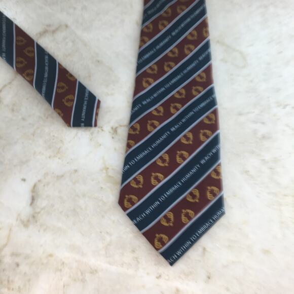 PILLORI " REACH WITHIN TO EMBRACE HUMANITY" NAVY BURGUNDY WHITE TIE - Picture 9 of 13